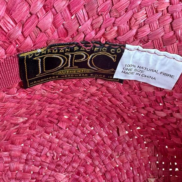 Straw Bucket Hat Dorfman Pacific Co Woven Paper Pink Conch Beach Y2K 90s - Picture 3 of 6